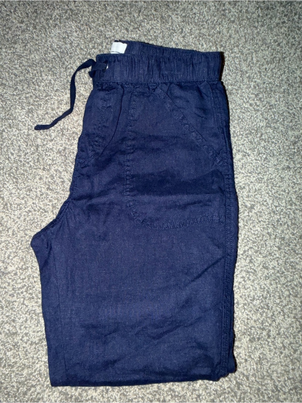 Women’s Navy Elastic Waist Linen Pants